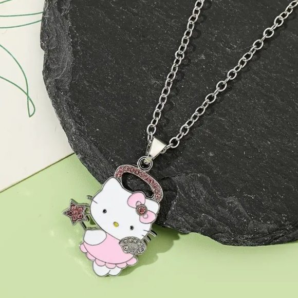 Sanrio Hello Kitty 2pcs Jewelry Set - Chic Pink Rhinestone Necklace & Bracelet, - Picture 7 of 7